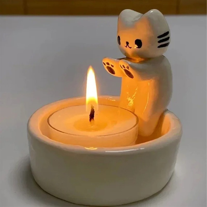 Warming Its Paws Cute Scented Light Holder Cute Grilled Cat