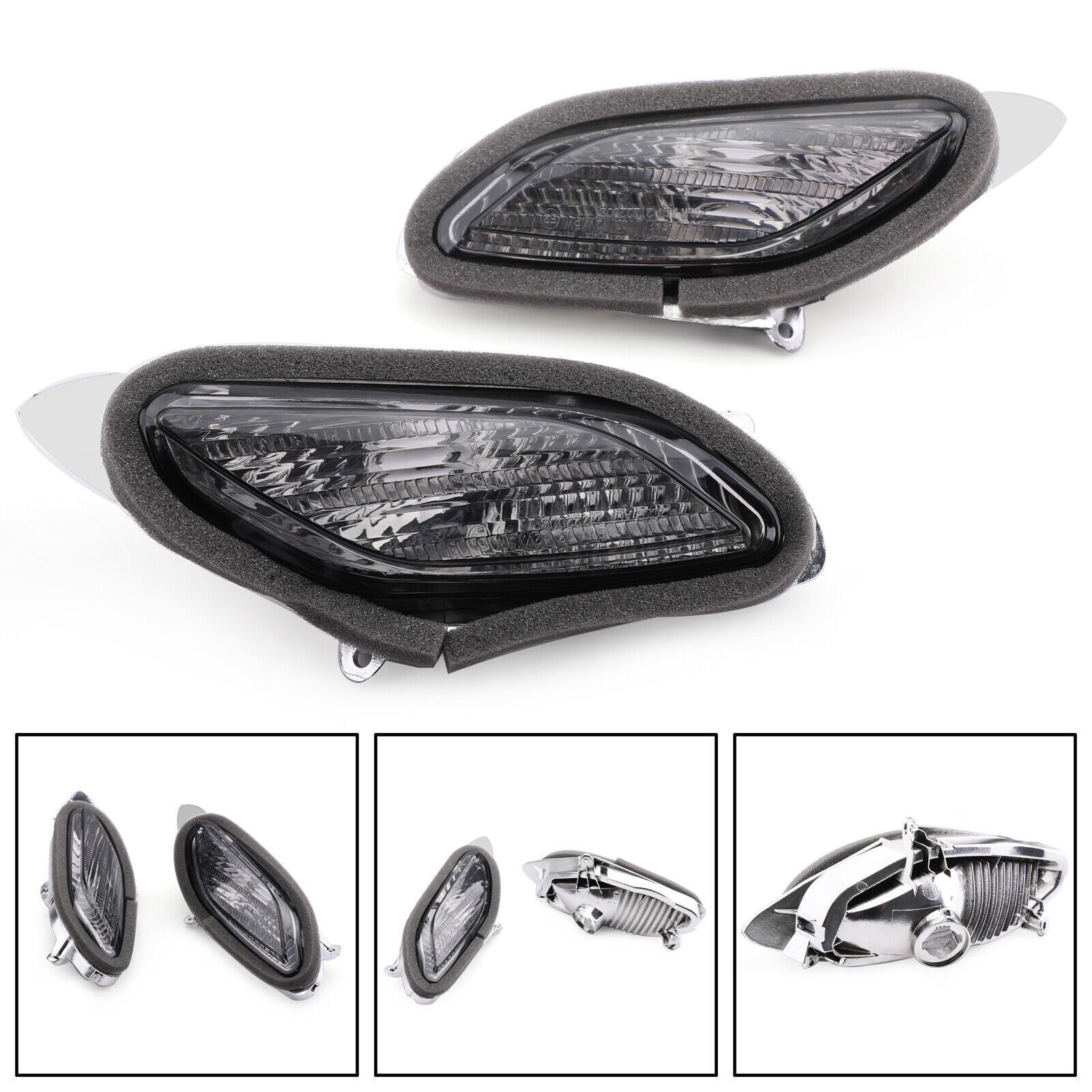 Smoke Turn Signal Lenses For Honda ST1300 Motorcycle - Front Indicators With Amber Built-In LEDs