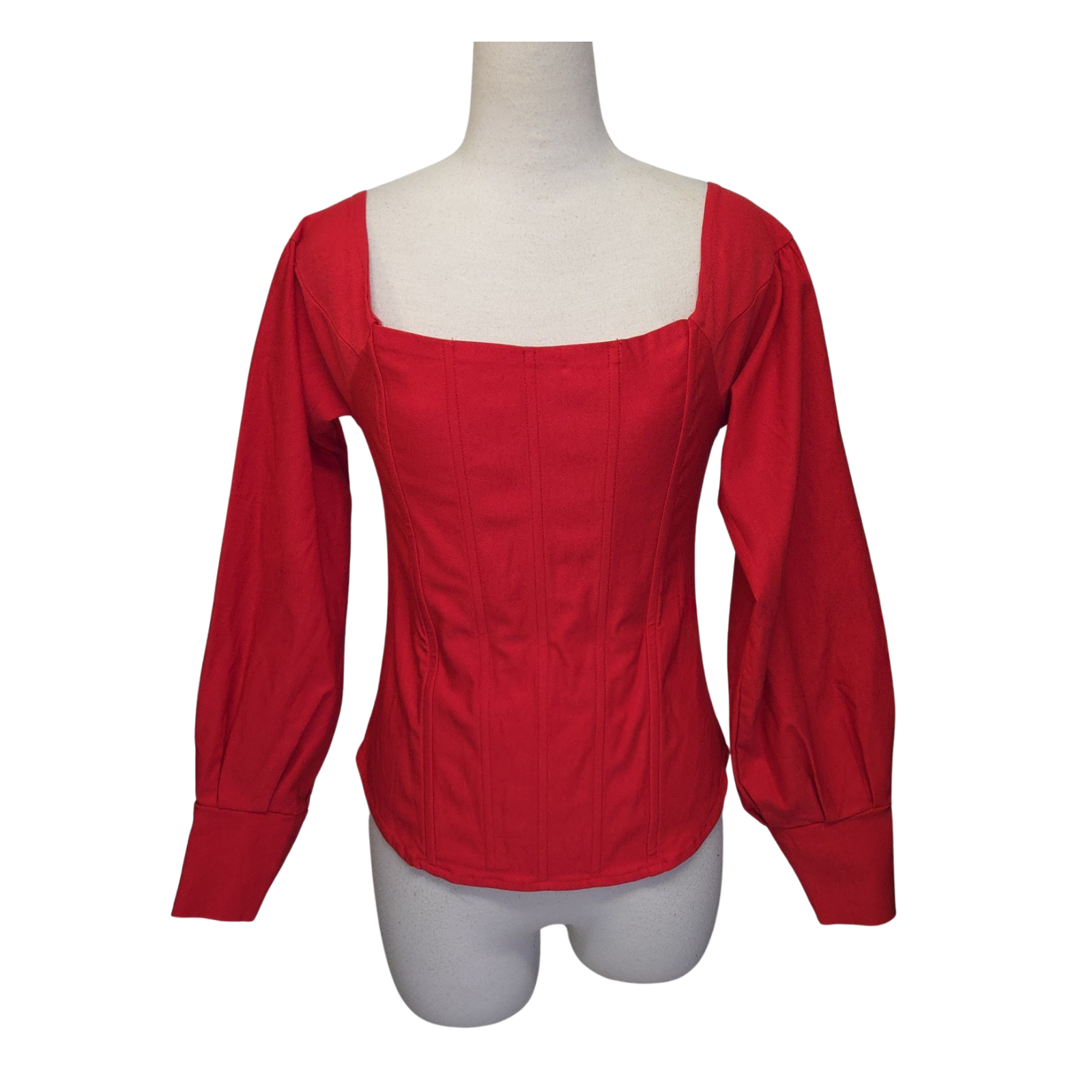 Corset Bodice Top Long Sleeve Shirt Size M Victorian Style Romantic Ren Fair
