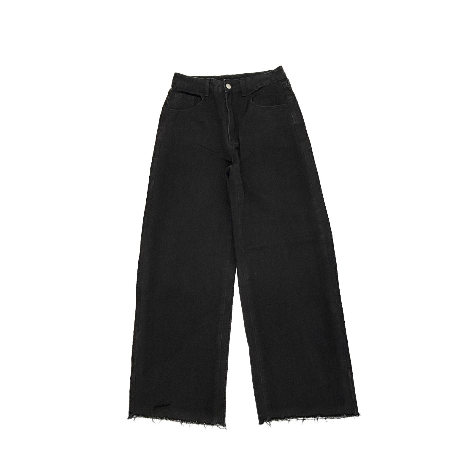 【Anyone more】Setsu black blue raw denim wide pants Shein Wide Leg Raw Hem Women's size 30 Black Denim Jeans | eBay