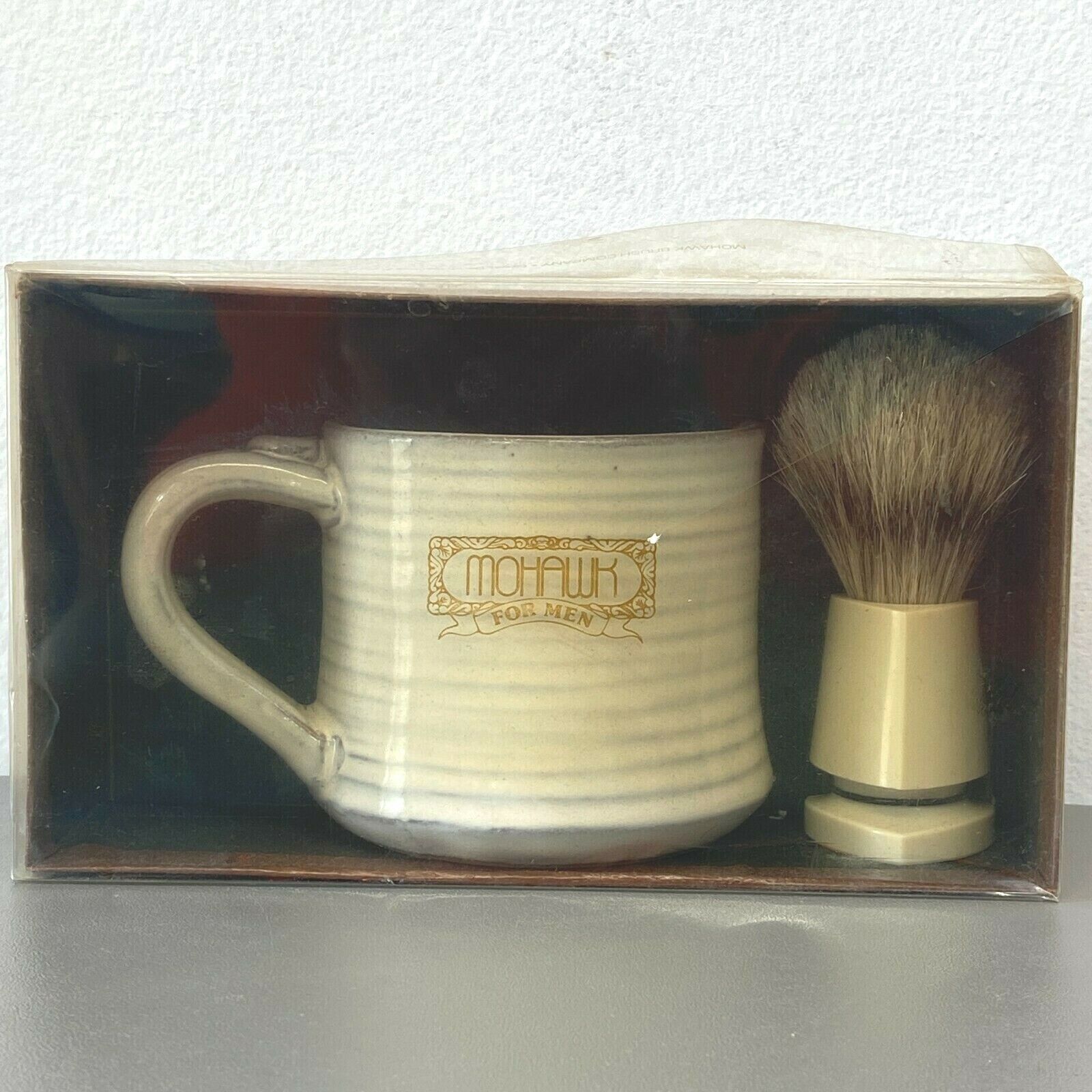 Mohawk Shaving Mug Soap and Brush Set in Box Vintage Unused HB