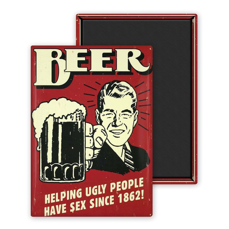 Beer Helping Ugly People Vintage-Magnet Frigo 54x78mm PersonnalisÃ©