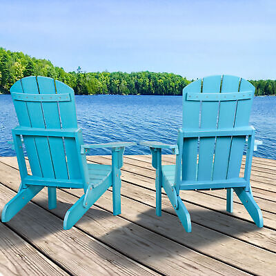 Set of 2 Outdoor Patio Adirondack Chairs Folding Lawn Chairs Weather Resistant 