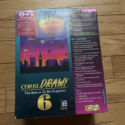 Corel Draw 6 Cd ROM The Best In 32-Bit Graphic 4 Discs Windows 95