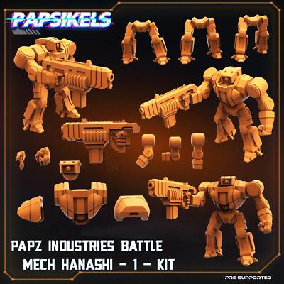 3D Printed Papsikels Cyberpunk Sci-Fi Papaz Industries Battle Mech Hanashi Kit -