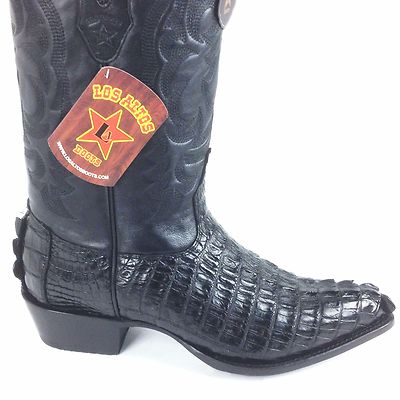 Pre-owned Los Altos Boots 990105 Black Los Altos Caiman Tail Cowboy Boots J-toe, See Note
