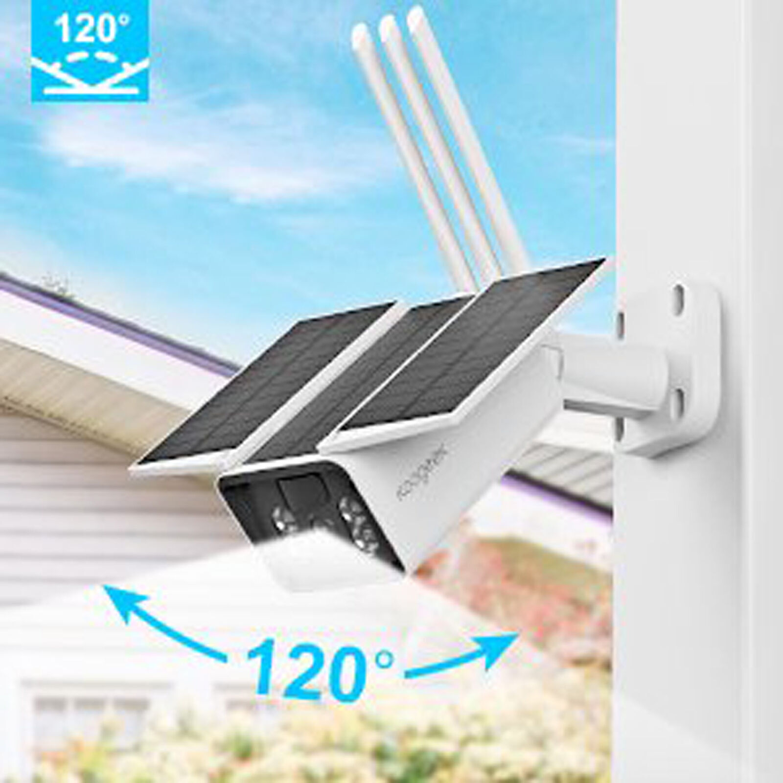 Home Security Camera Outdoor Solar Battery Powered Wireless Wifi Pan Tilt - USA