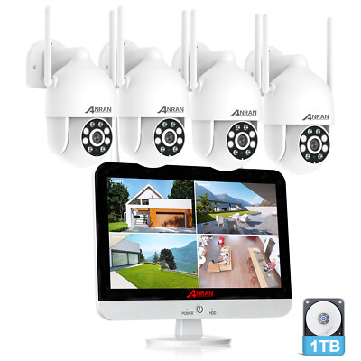 ANRAN Security Camera System Wireless Home Outdoor 2K With 12''monitor 2way Audio