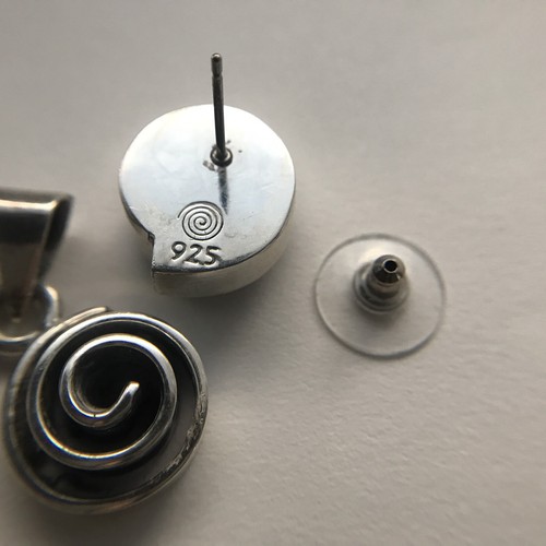 Vintage Sterling Silver 925 Swirl Pendant & Matching Earrings