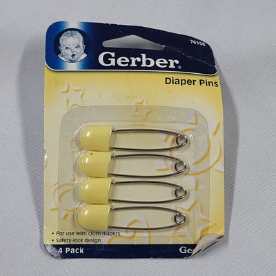 Vintage Gerber 4 Diaper Pins for Cloth Diapers Sealed 2004 Yellow