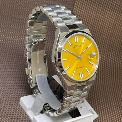 Pre-owned Citizen Nj0150-81z Automatic Stainless Steel Yellow Analog Men's Dress Watch