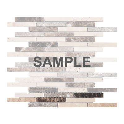 Emperader Dark Marble Stone Brown Beige Brick Joint Mosaic Tile Wall Backsplash
