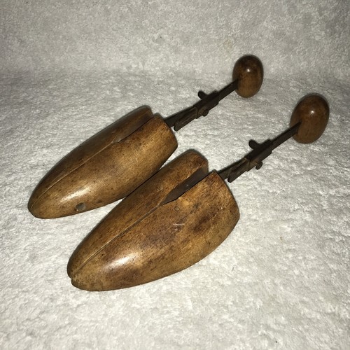 Vintage Wood Iron Shoe Form Tree Stretchers Antique Patent Date Feb 12 1924 Rare