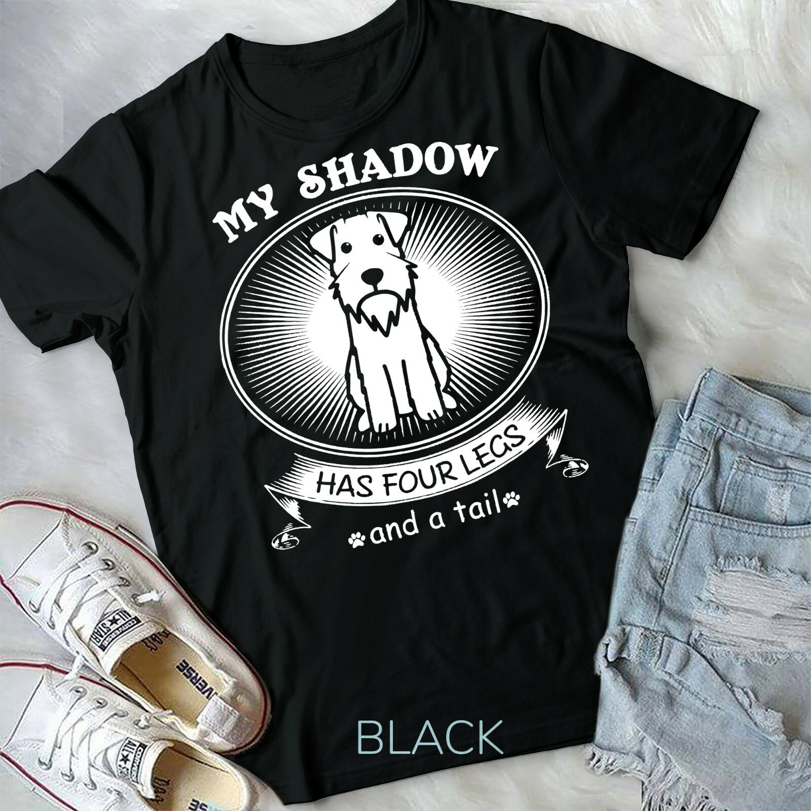 Miniature Schnauzer Tshirts My Dog Is My Shadow Funny Gift Miniature Schnauzer Tshirts My Dog Is My Shadow Funny Gift