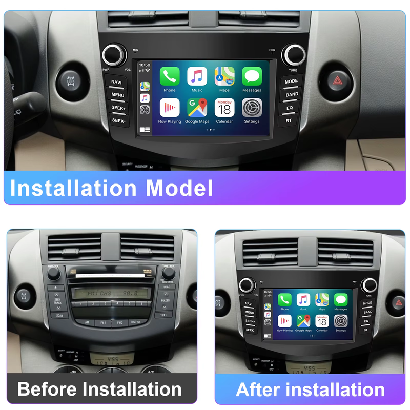 7"Android Car Radio for Toyota RAV4 2006-2012 Multimedia Player Supports CarPlay