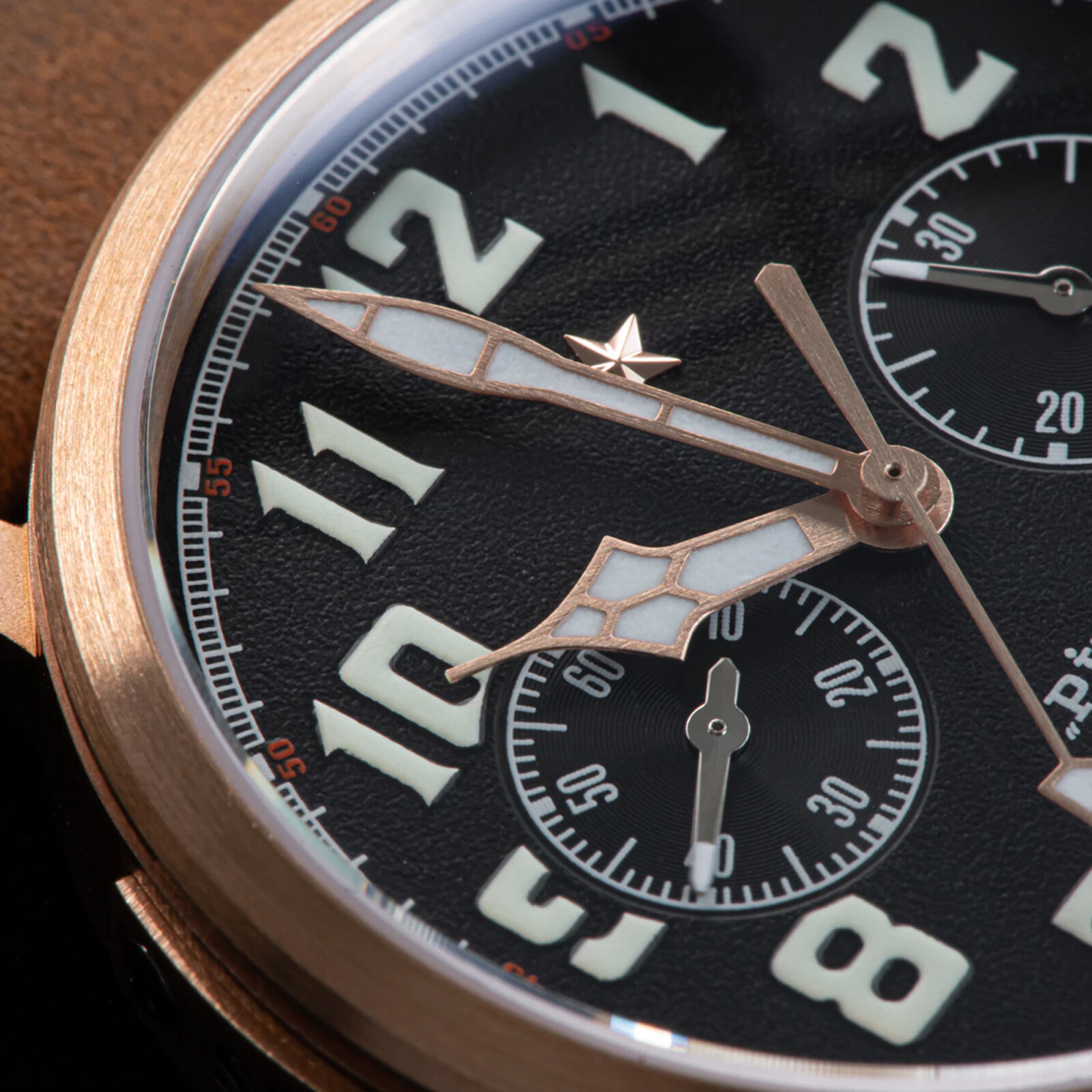 Pre-owned Sugess 42mm Pilot Chronograph Cusn8 Bronze Mechanical Mens Watch Seagull 1963