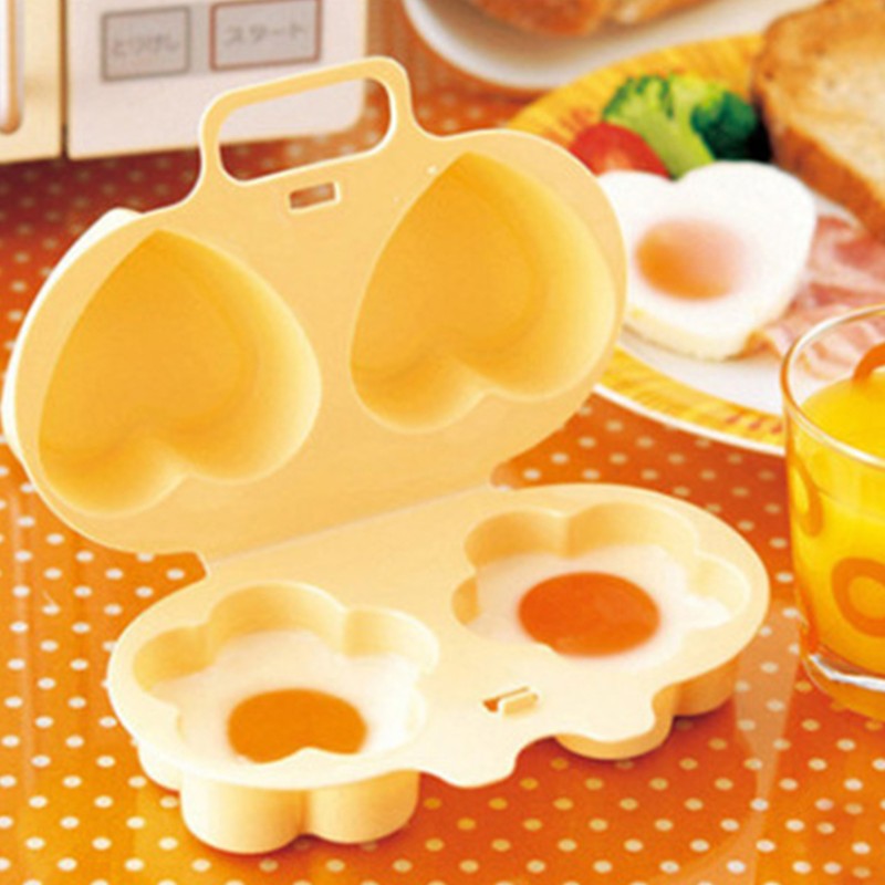 Egg Microwave Cooker Egg Poacher Microwave Egg Fryer with 2 Cavity Non-stick