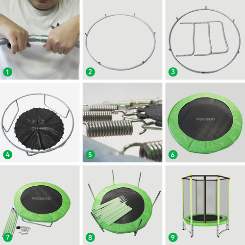 Trampoline with Safety Enclosure Net Round Trampoline Jumping Mat for Kids Adult