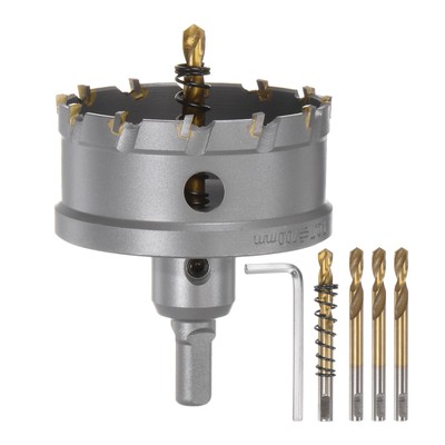 Carbide Hole Saw Set 70mm (2-3/4'') Metal Cutter with 5pcs Center Drill Bits