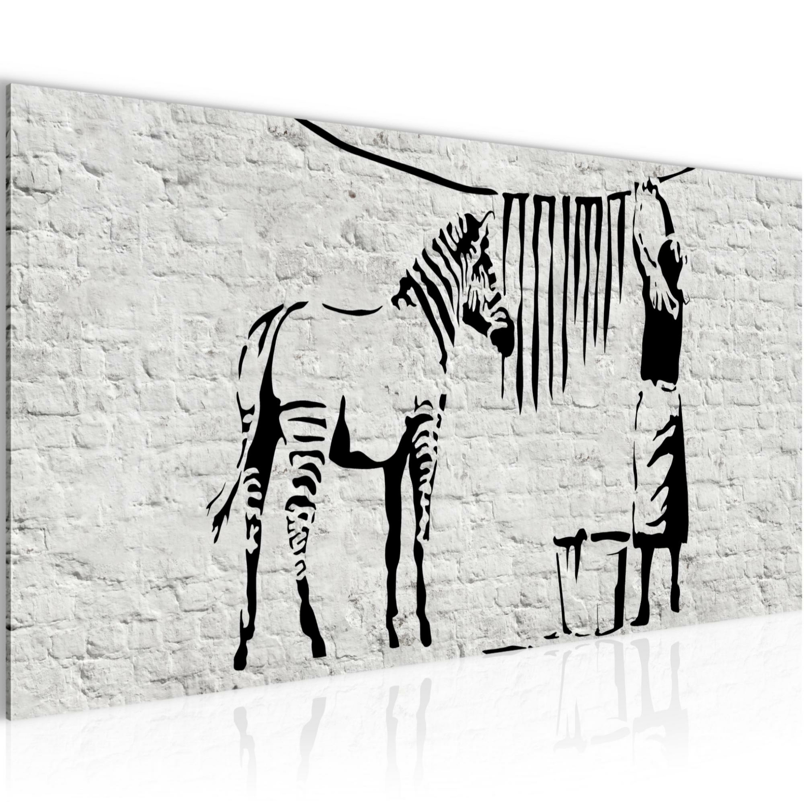 Wandbild XXL Modern Wohnzimmer - Washing Zebra Banksy Grau - Schlafzimmer Bilder