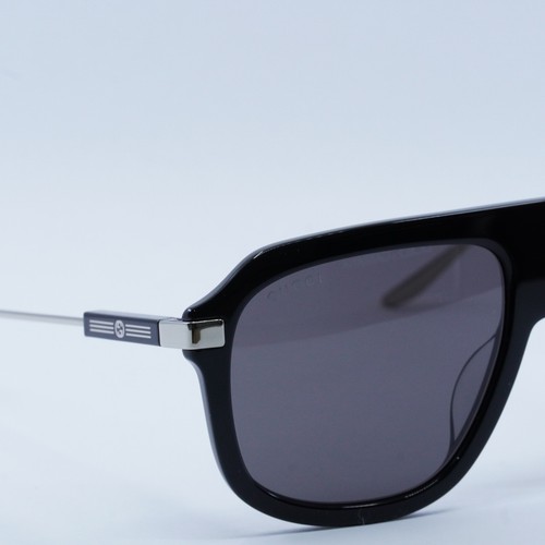 Pre-owned Gucci Gg1309s 005 Shiny Black/grey 57-17-145 Sunglasses Authentic In Gray