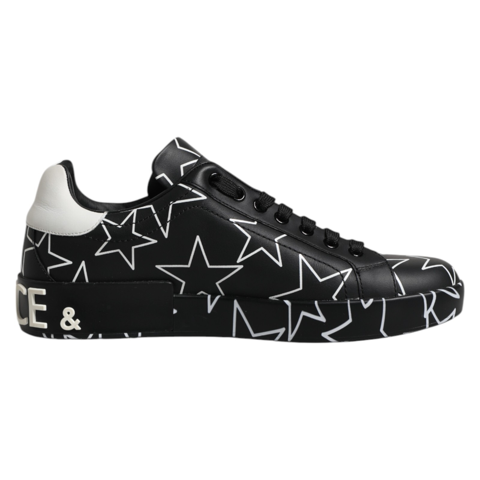 DOLCE & GABBANA Shoes Black White Stars Low Top Men Sneakers
