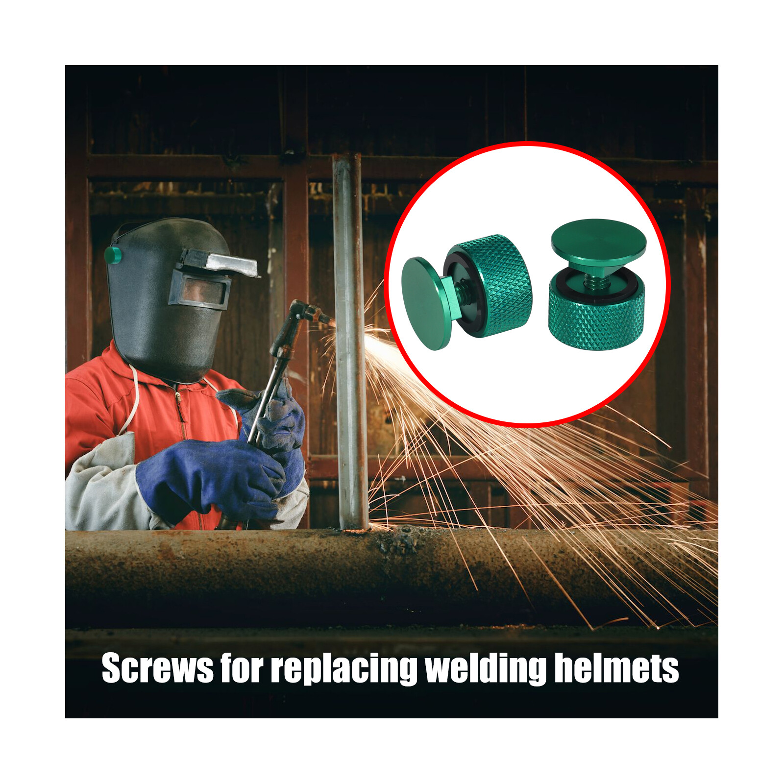 1 Pair Welding Hood (Pipeliner) Fasteners Aluminum (Green Textured Surface)
