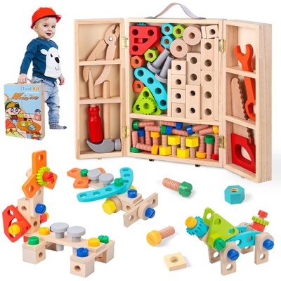 Wdmiya Wooden Toys Kids Tools Set for 2 3 4 5 Years Old Boys Girls Montessori