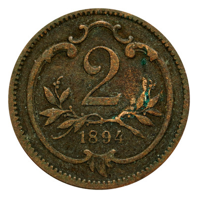 1894 Austro-Hungarian Monarchy 2 Heller Coin, km2801 - Nice Coin  