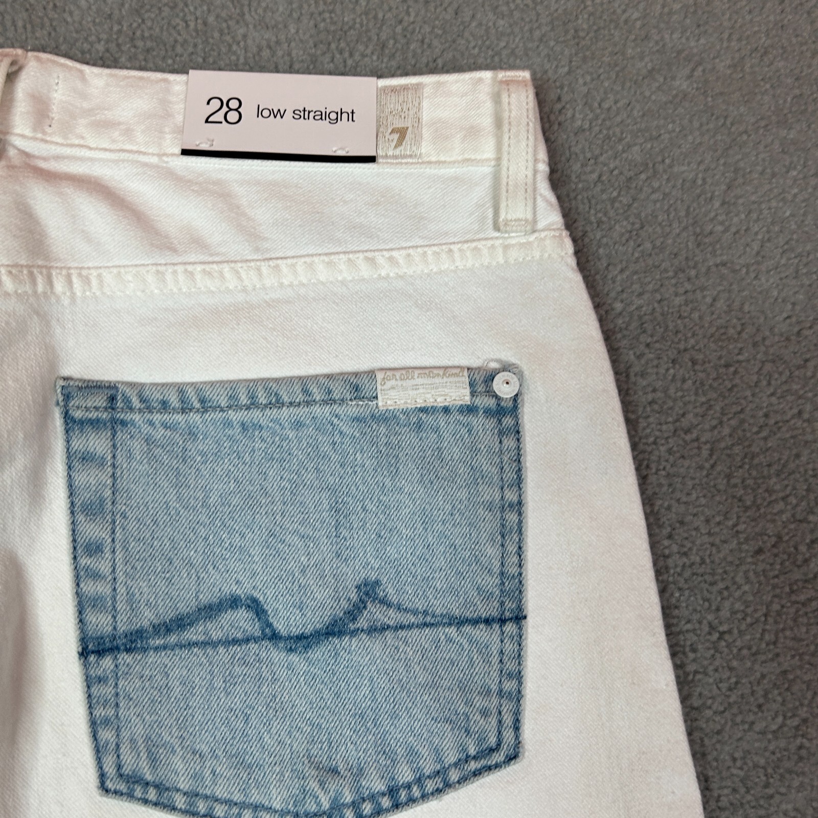 7 For All Mankind Jeans Mens 31x32 White Low Straight Denim Stretch Pockets NEW