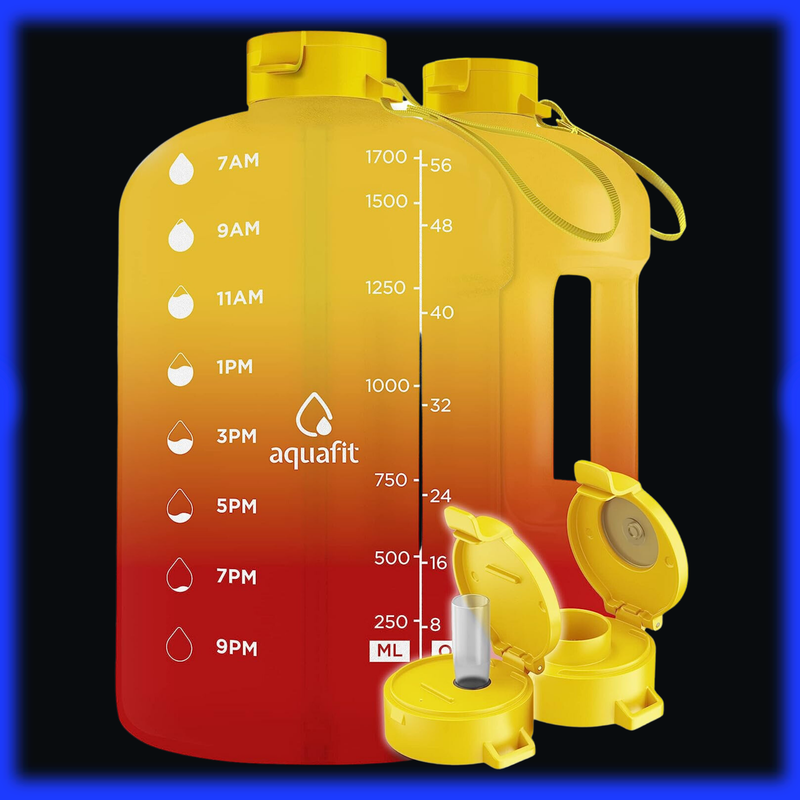 Time Marker Motivational Drinking Water Bottle W Straw Sport