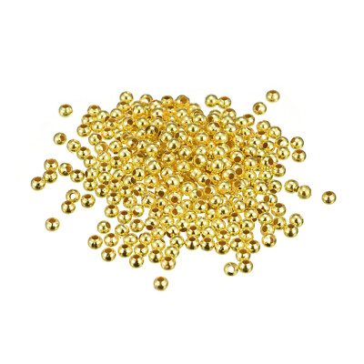 1200Pcs 3mm Round Spacer Beads Jewelry Making Spacer Loose Ball Bead, Gold Tone