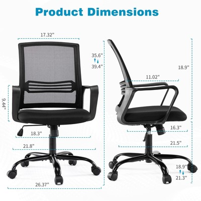 Ergonomic Home Office Chair – Rolling Desk Chair with Lumbar Support and Armr...