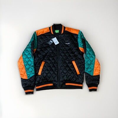 Huf Lightning Bolt Satin Quilted Bomber Jacket New w/ Tags Size XS