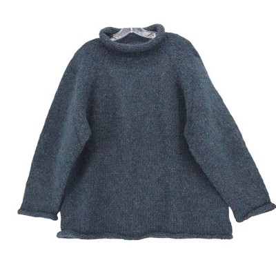 Handknitting Association Iceland Wool Sweater Blue Speckled Rolled Hem Men's XL?