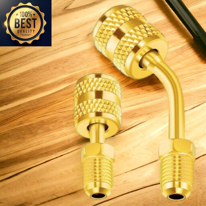 Adapter 5/16 Inches SAE Female to 1/4 Inches SAE Male Flare for Air Conditioners HVAC, 1 Straight Adapter + 1 Angled Adapter