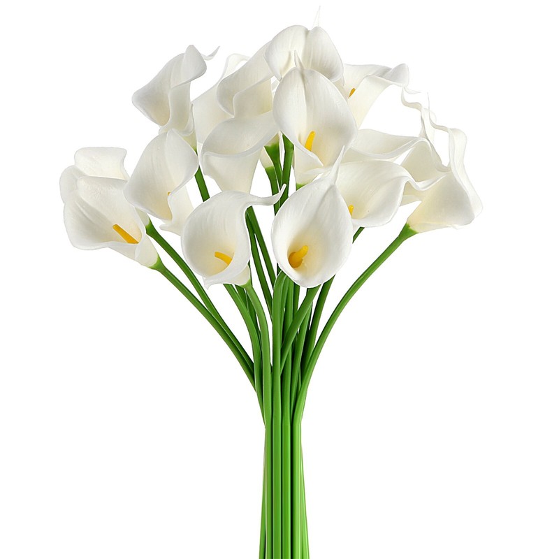 EZFLOWERY 20 Artificial Calla Lily Flowers Real Touch Latex Arrangement