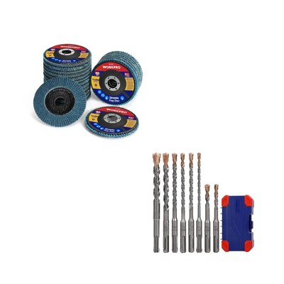 WORKPRO 20-Pack Flap Discs & WORKPRO 8-Piece SDS-Plus Drill Bit Set