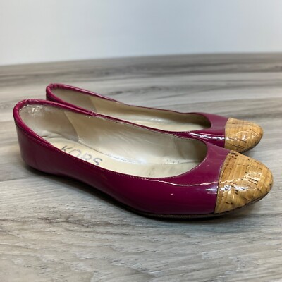 Michael Kors Odessa Cap-toe Flats Patent Cork Peony Womens Size 6.5 M