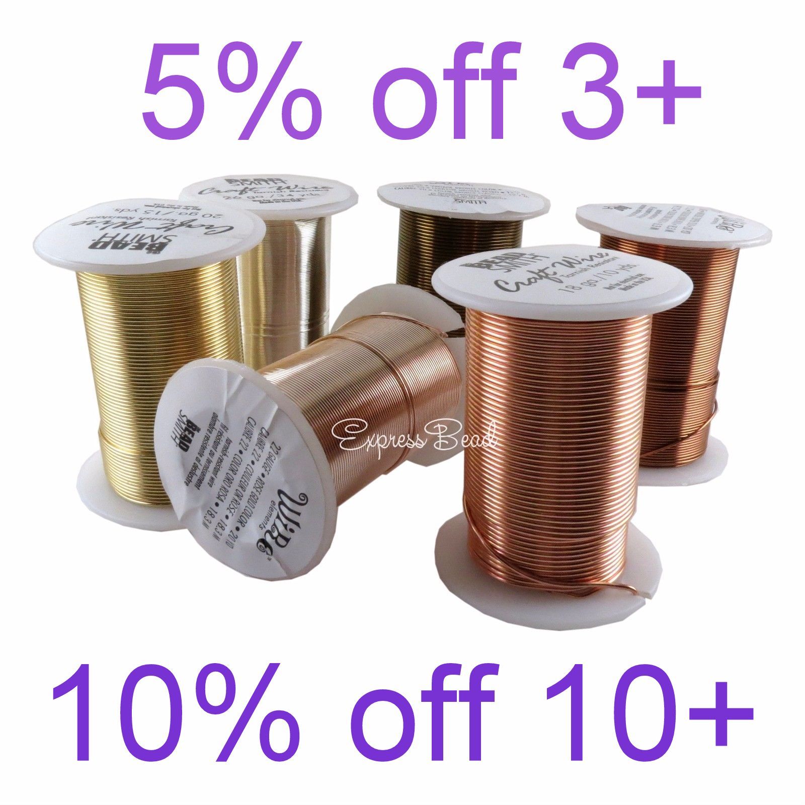 Bead Smith Tarnish Resistant Craft Copper Wire Gold/Silver/Copper 16-28 Gauge