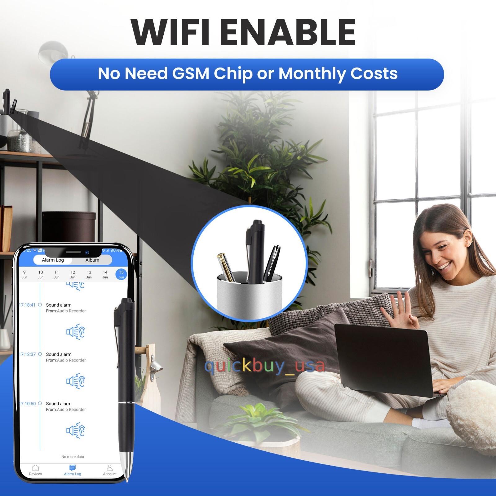 WIFI Audio Pen Voice Recorder Real-Time Audio Thru App Voice Activated - TC18
