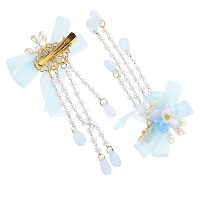 Hair Clip, Flower Hair Barrettes, Chinese Style Hair Clips with Pearl, Tassel...