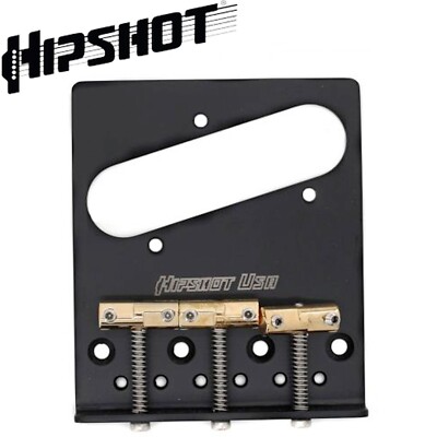 NEW Hipshot Telecaster  Retrofit Bridge 3 Mount Hole Compensated Saddles - BLACK