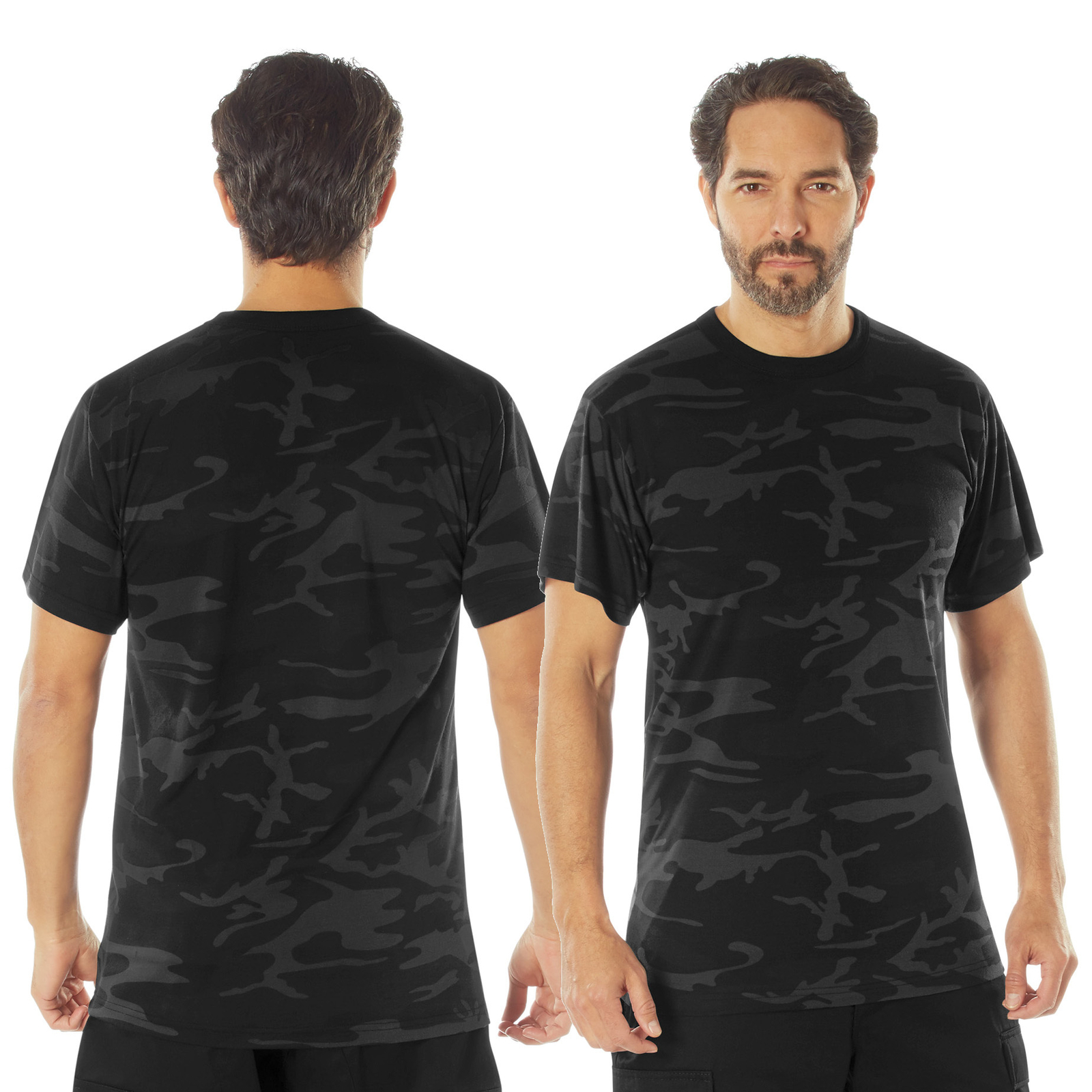 Men's Midnight Black Camo Camouflage Moisture Wicking T