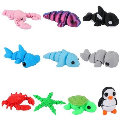 LALASTYLE 10PCS 3D Printed Sea Animals Set – Articulated 6-8cm, Multicolor 
