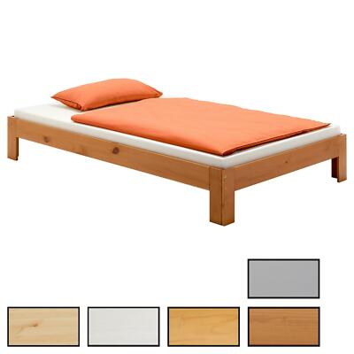 Futonbett Einzelbett Doppelbett Holzbett Bettgestell Kiefer massiv versch Farben