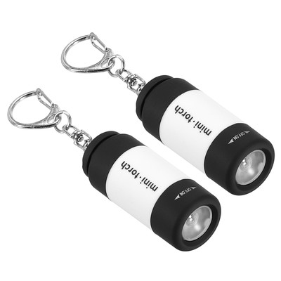 2.1'' Mini Rechargeable LED Keychain Flashlight USB Charging 2 Pack White