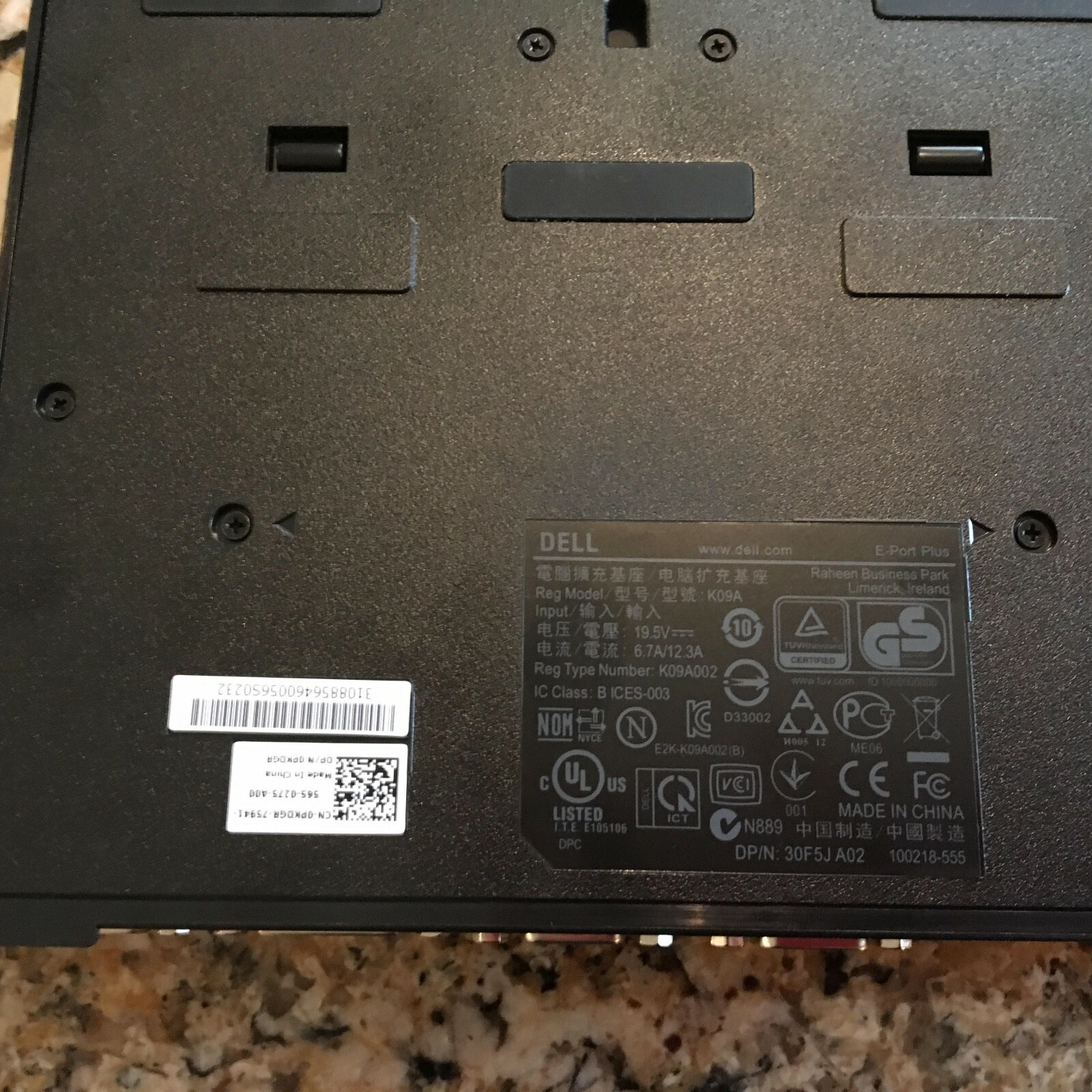 Dell Docking Station K09A Plus E Port, No Power Cord