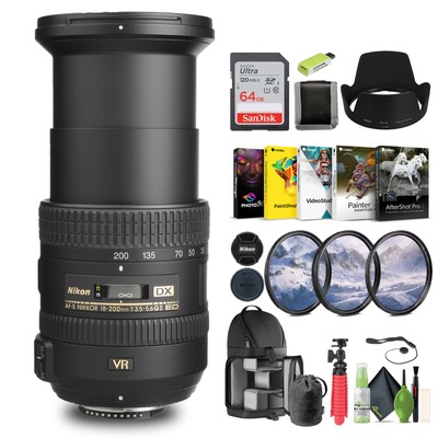Nikon AF-S DX NIKKOR 18-200mm f/3.5-5.6G ED VR II Lens (2192) + 64GB Memory Card
