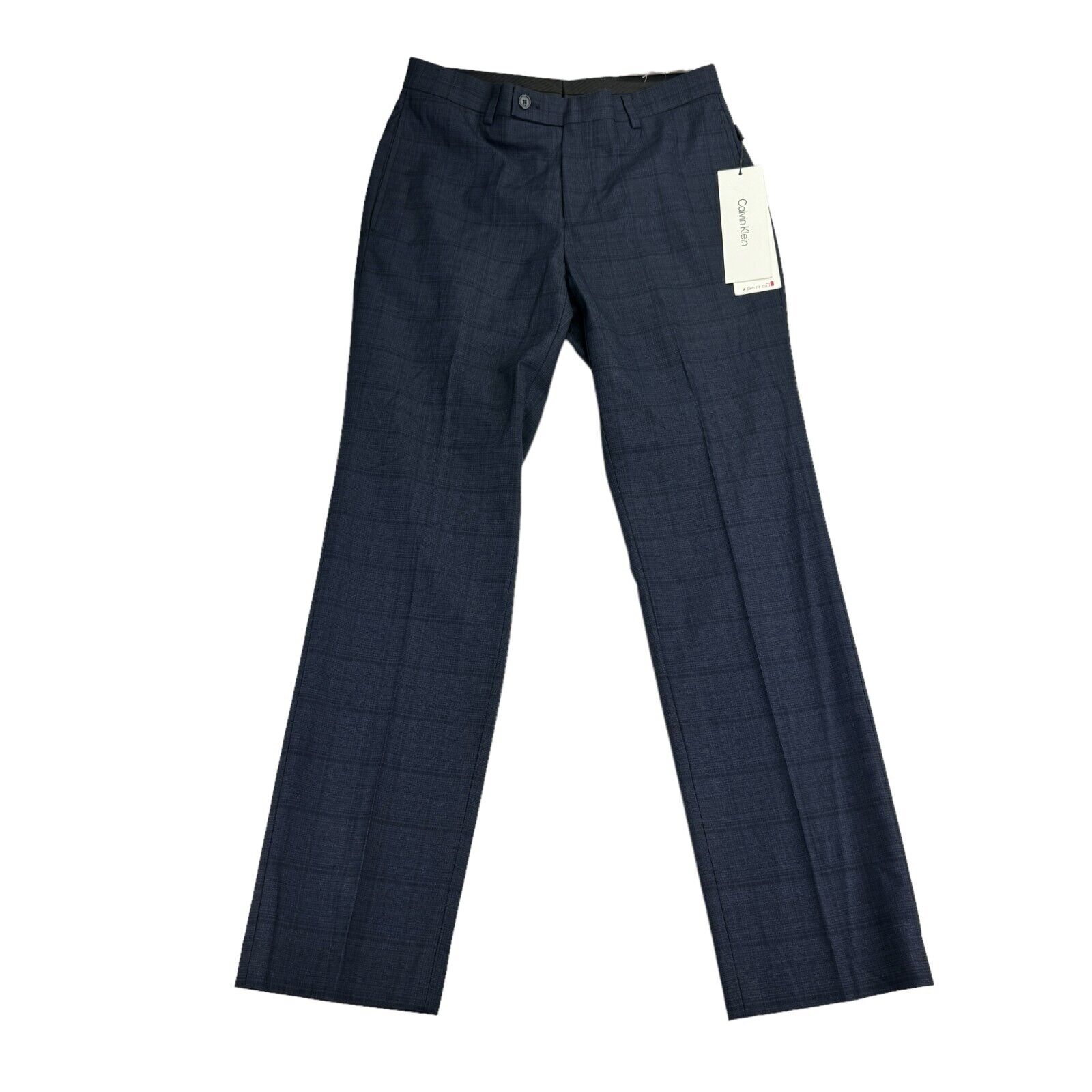 Calvin Klein Mens Jerome X Slim Fit Wool Stretch Suit Pants Navy Blue 30x30 Calvin Klein Mens Jerome X Slim Fit Wool Stretch Suit Pants Navy Blue 30x30